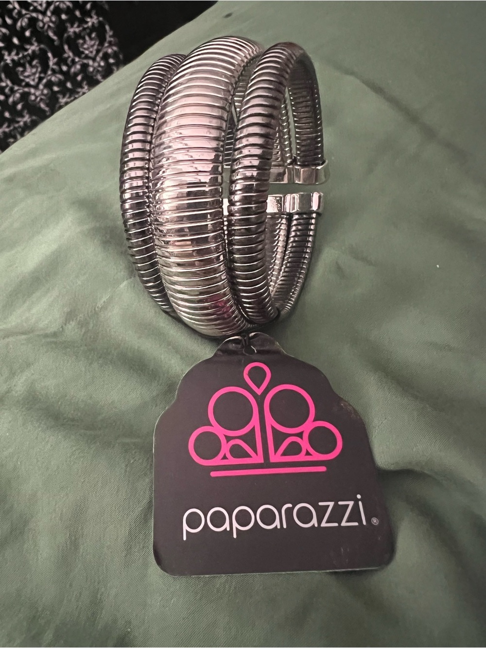 Paparazzi Silver and Gunmetal Flexcuff Bracelet